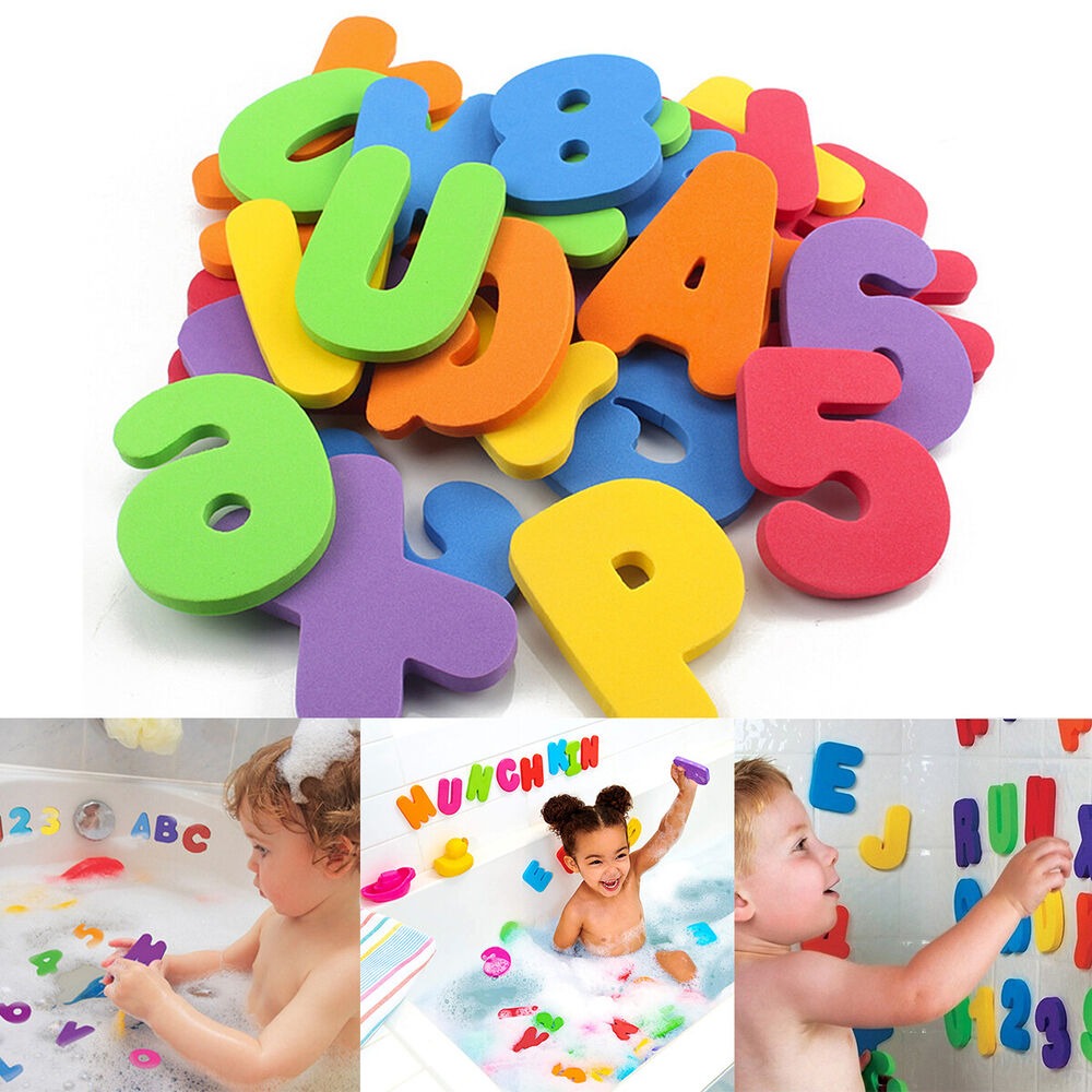 Bath Letter Number Foam - Juego de pegatinas de 36 Uds.,