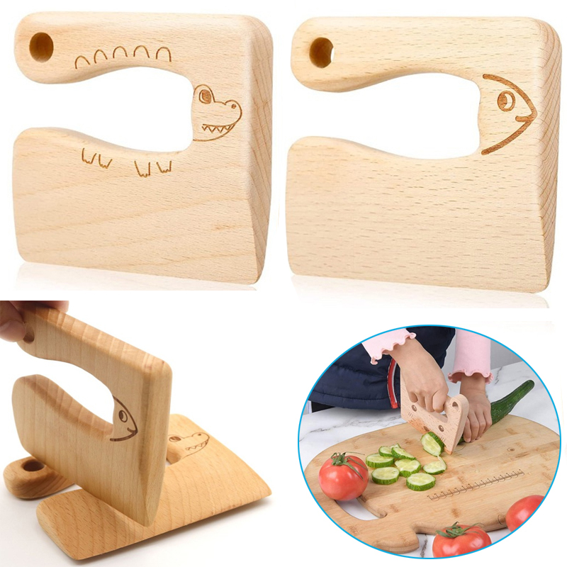 Cuchillo de madera Montessori  - Kids Toys Kitchen reseña y precio